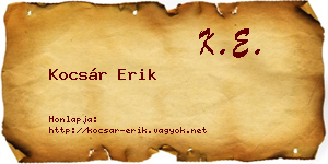 Kocsár Erik névjegykártya